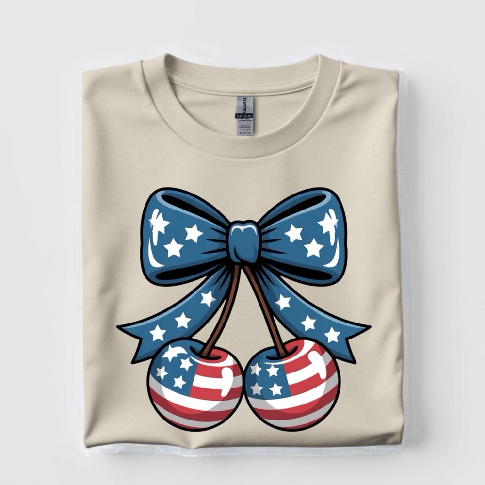USA independence day Patriotic graphic T- shirt New S M L XL cherries flag